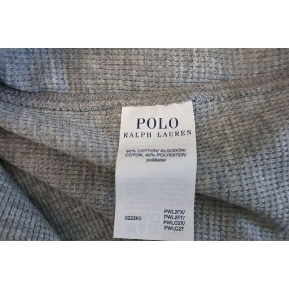 Polo Ralph Lauren PWLC2X Men Sz 3X Light Gray Heather Waffle L/S Crew Shirt - Picture 5 of 9